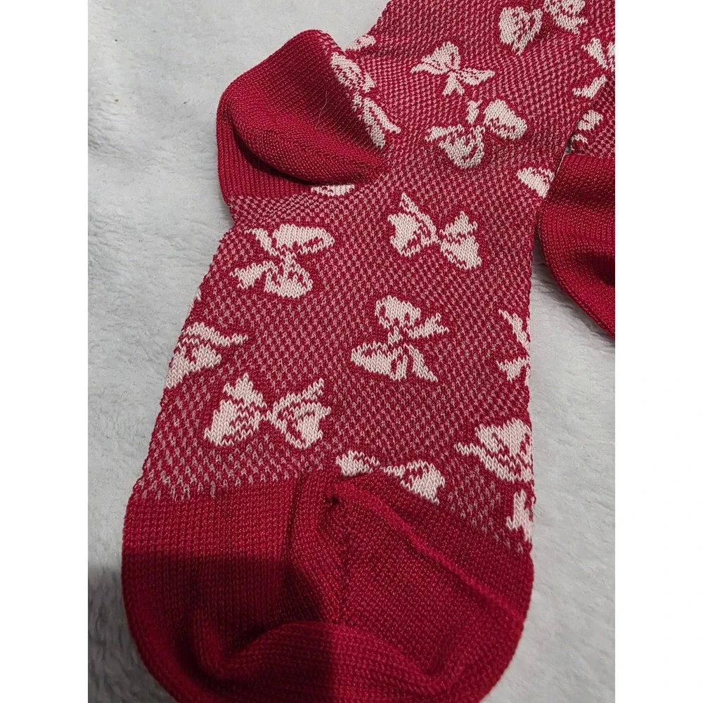 New Authentic Gucci Girl Socks Bows Red/White Cotton Rare Luxury Preppy Sz 6 Sm